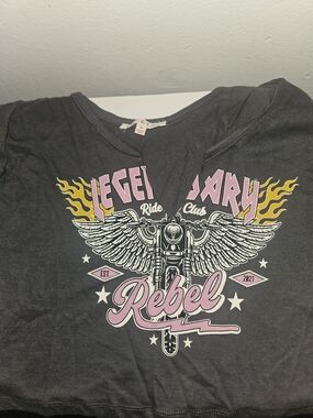 Rebel Graphic Short Sleeve Tee - Charcoal with Pink & Yellow Print
